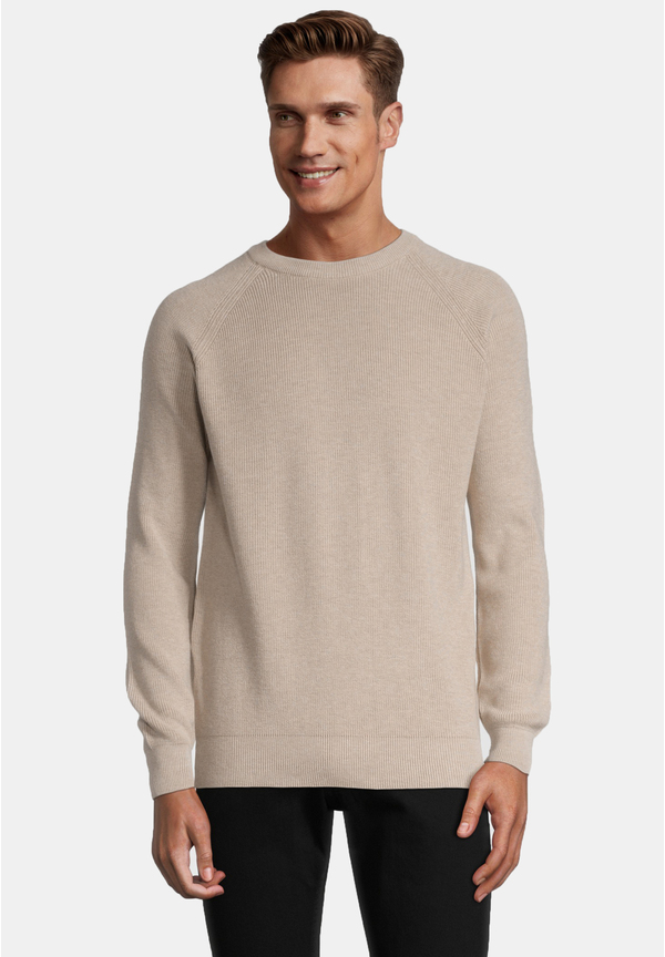 Pullover Raglan Baumwoll Mix, beige melange Frontansicht