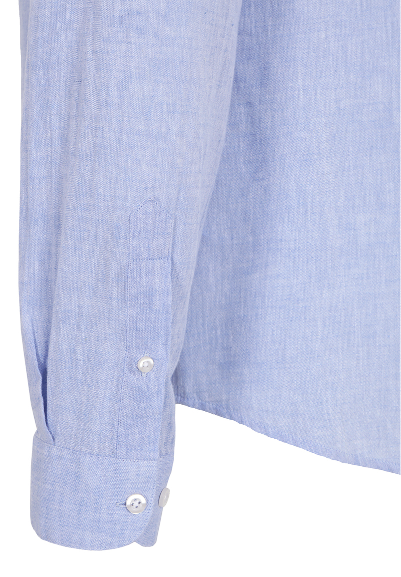 Hemd Stehbund Leinen-Mix, hellblau Detailansicht 2
