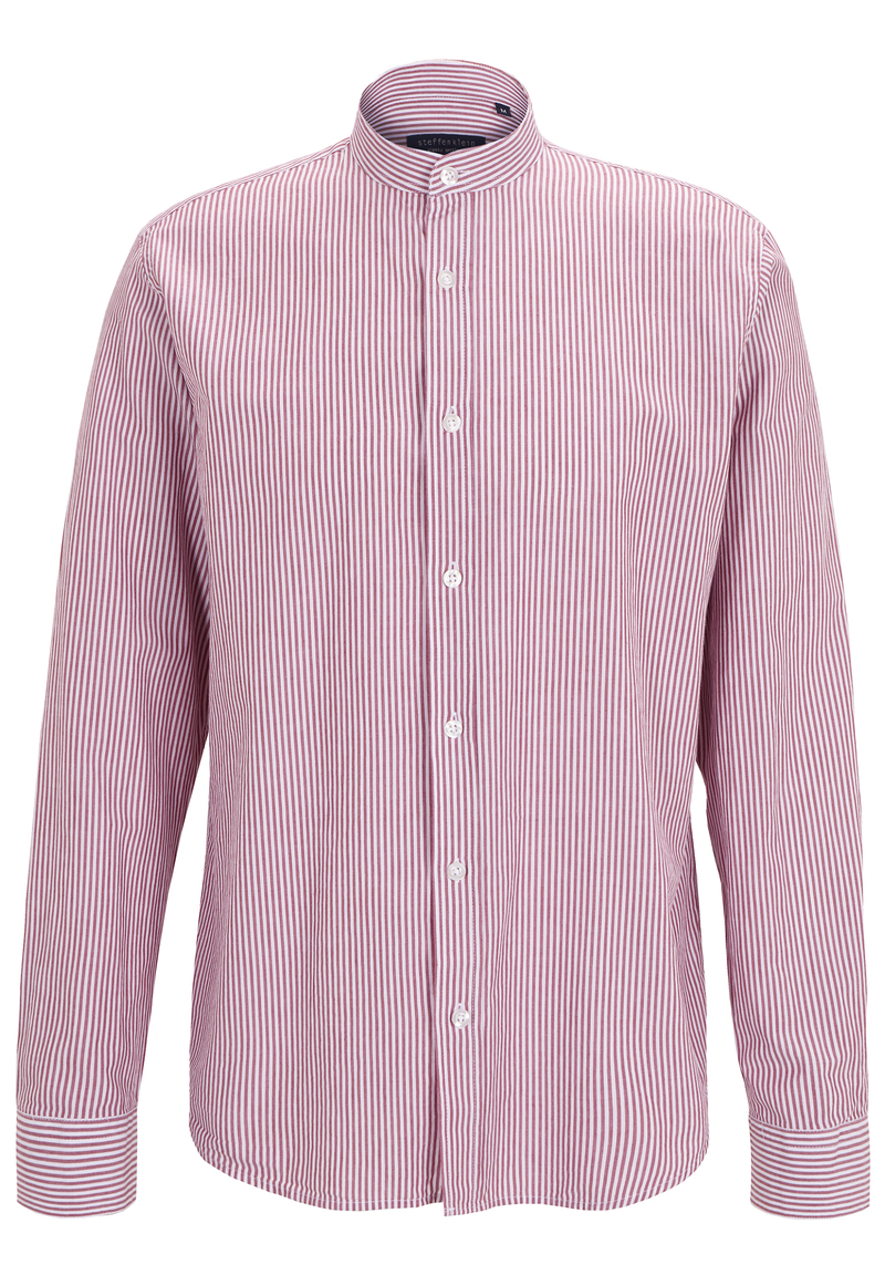 Hemd Streifen Stehkragen, rot Detailansicht 2