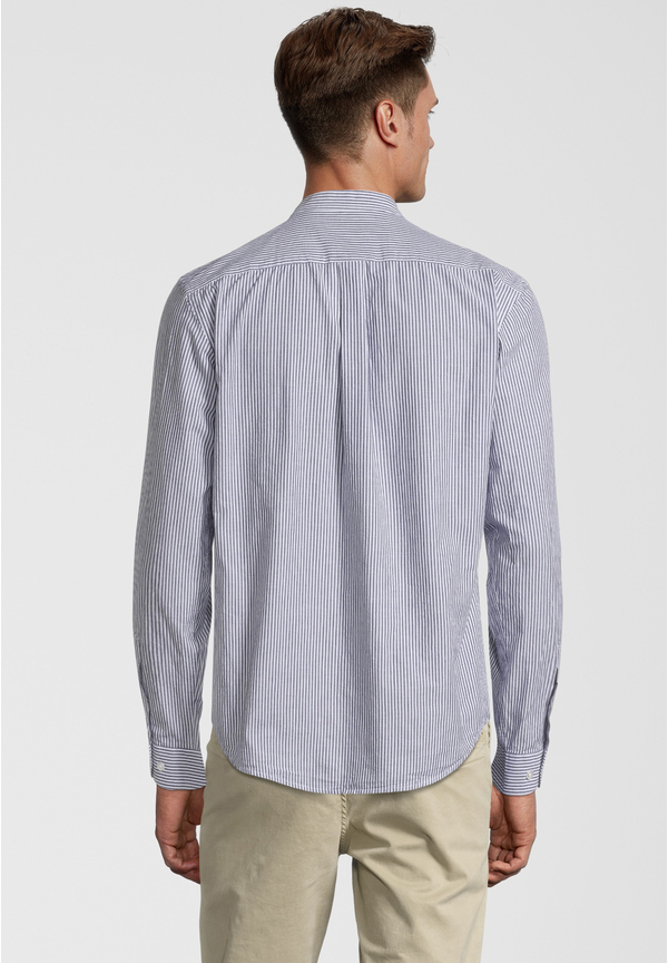 Hemd Streifen Stehkragen, Marine Rückansicht