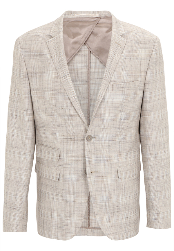 Kariertes Sakko Slim Fit, beige Detailansicht 2