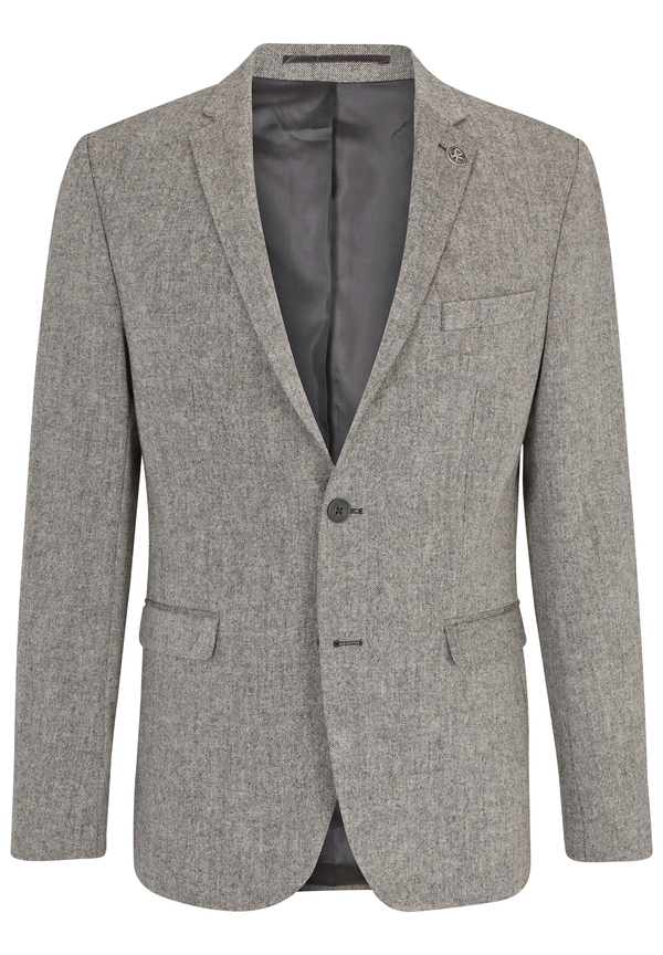 Sakko Wolle Tweed, grau Detailansicht 2