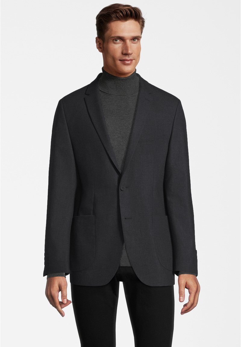 Sakko aufgesetzte Taschen, Graphit Frontansicht