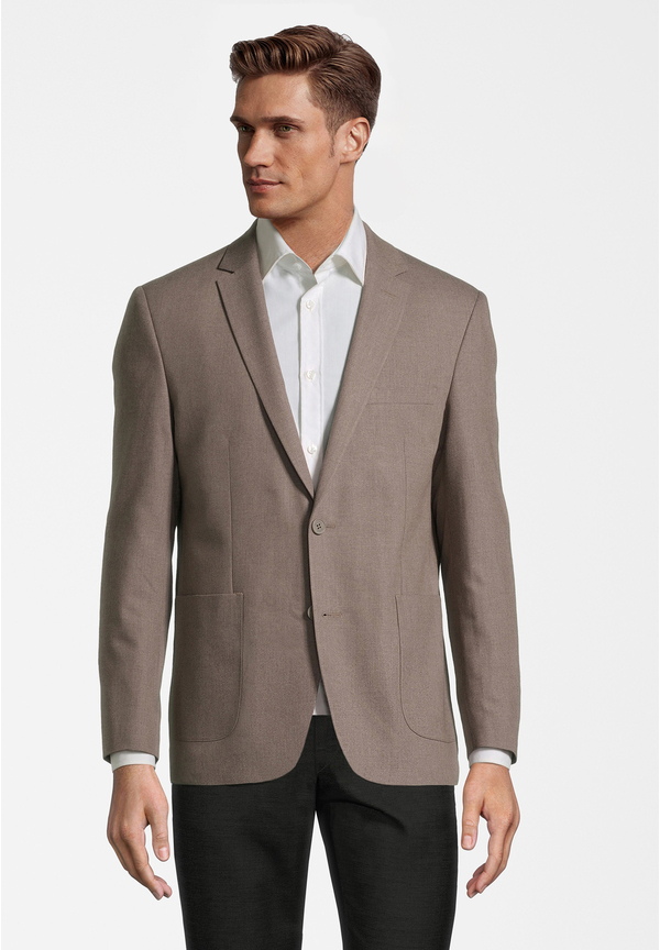 Sakko aufgesetzte Taschen, beige Frontansicht