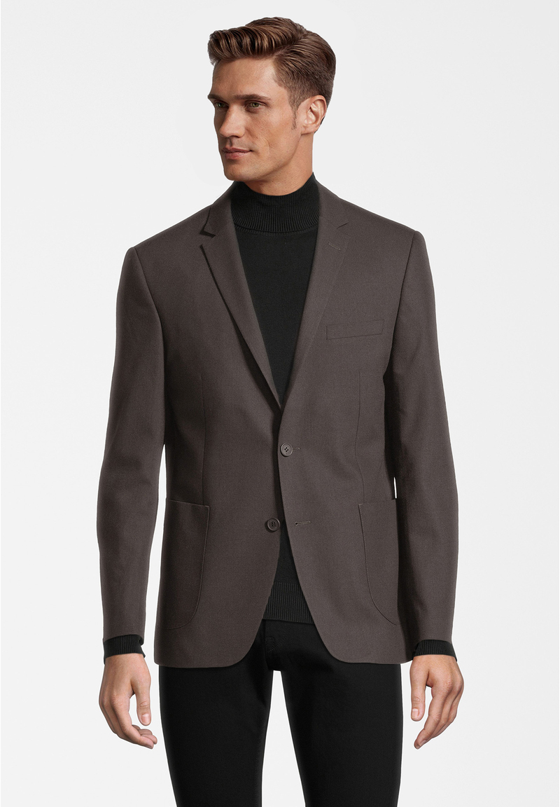 Sakko aufgesetzte Taschen, taupe Frontansicht