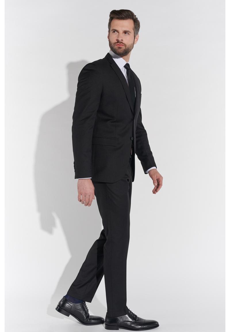 Designer Anzug Slim Fit, Schwarz Detailansicht 1